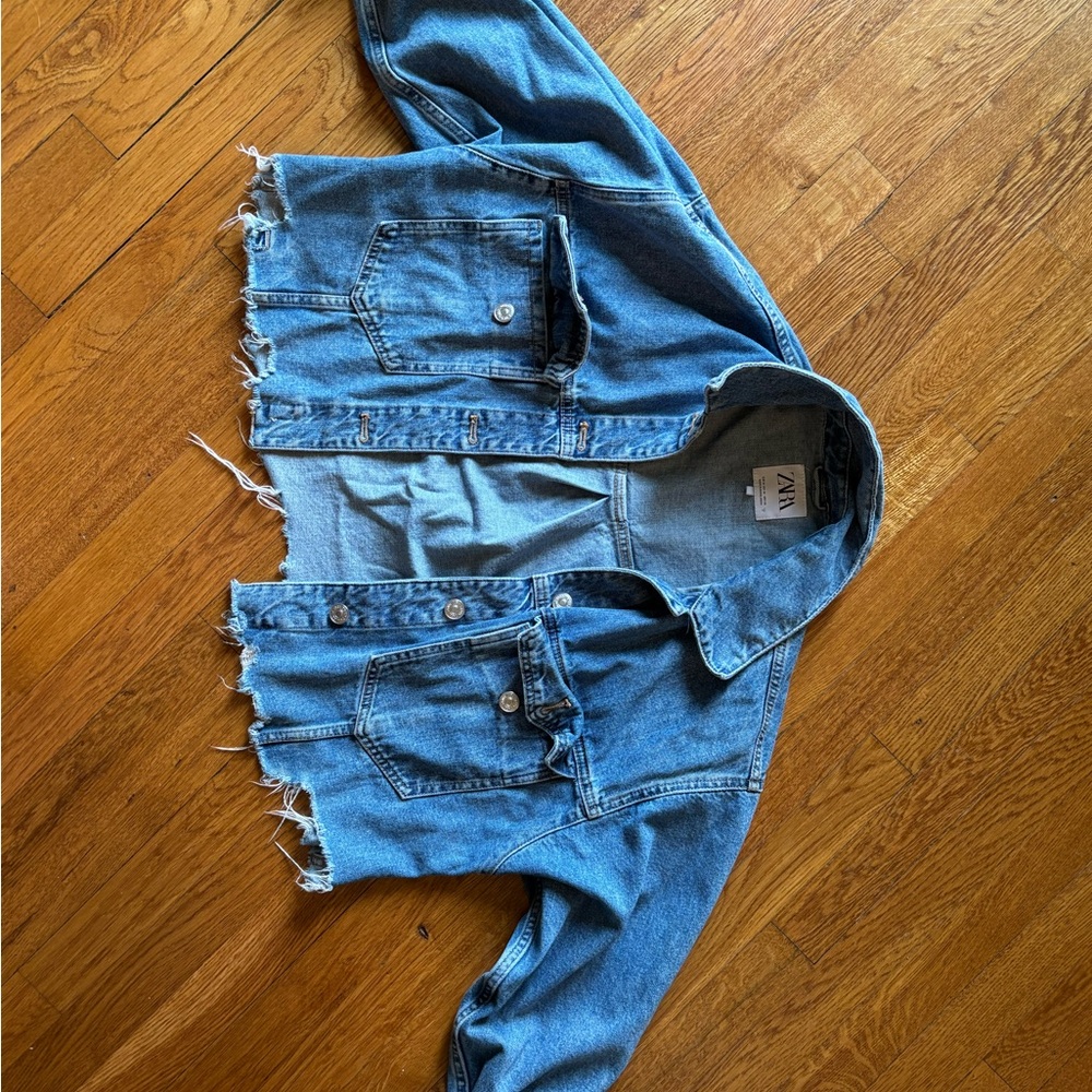 Blue Denim Cropped Jacket